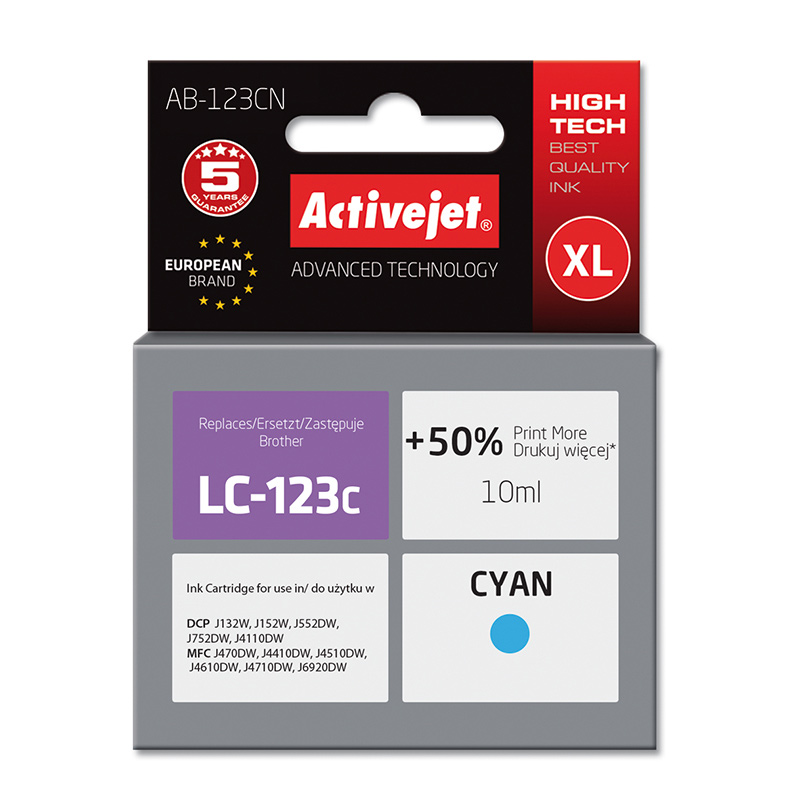 Activejet INK pentru BROTHER LC123C NEW AB-123CN  