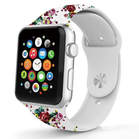 Curea silicon pentru Apple Watch 1,2,3,4, 42/44 mm, Floral Silicone AHA STYLE
