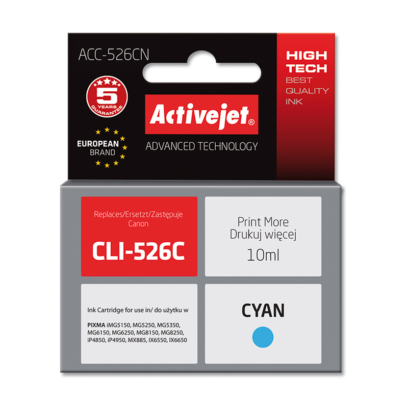 Activejet INK pentru Canon CLI-526C new ACC-526CN 
