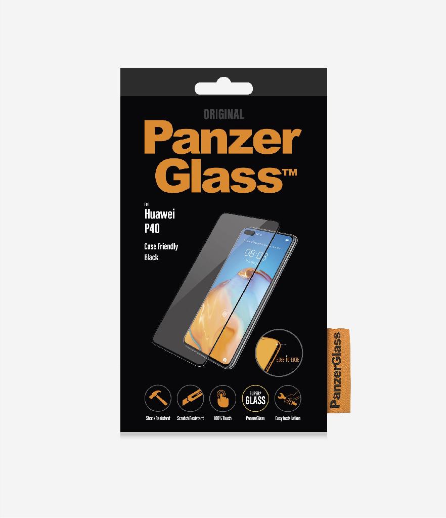 Folie de sticla antisoc pentru Huawei P40 CF , negru,  fata, PanzerGlass 