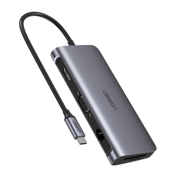 Convertor CM179 USB-C To 3*USB 3.0 A+HDMI+VGA+RJ45 Gigabit+SD/TF+PD Gri