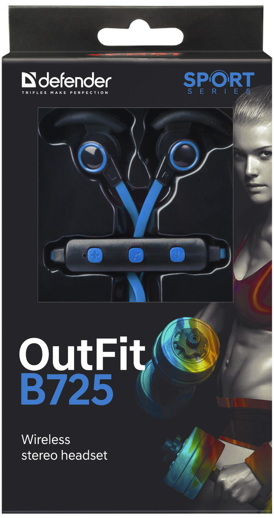Casti Bluetooth Defender Sport OutFit B725 Wireless BT 4.1 Albastru