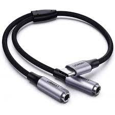 Cablu audio USB Type-C(T) la 2x3.5mm jack (M) 0.20m UGREEN 