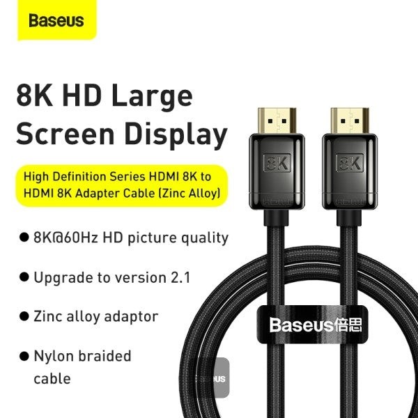Cablu video HDMI(T) la HDMI(T), 8K UHD(7680x4320) la 60Hz,V2.1, 2m BASEUS  
