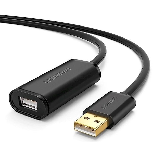 Cablu prelungitor USB2.0(T) la USB 2.0(M), conectori auriti, 15m US121 UGREEN 