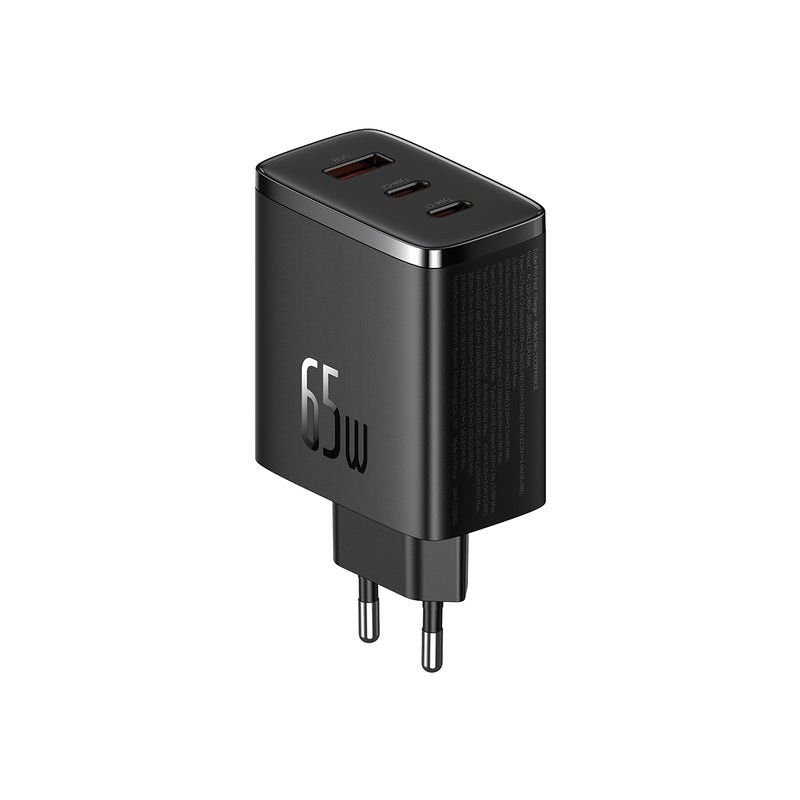 Incarcator retea, 65W, GaN, 2xTypeC si 1xUSB-A, negru, Cube Pro Fast Charging BASEUS 