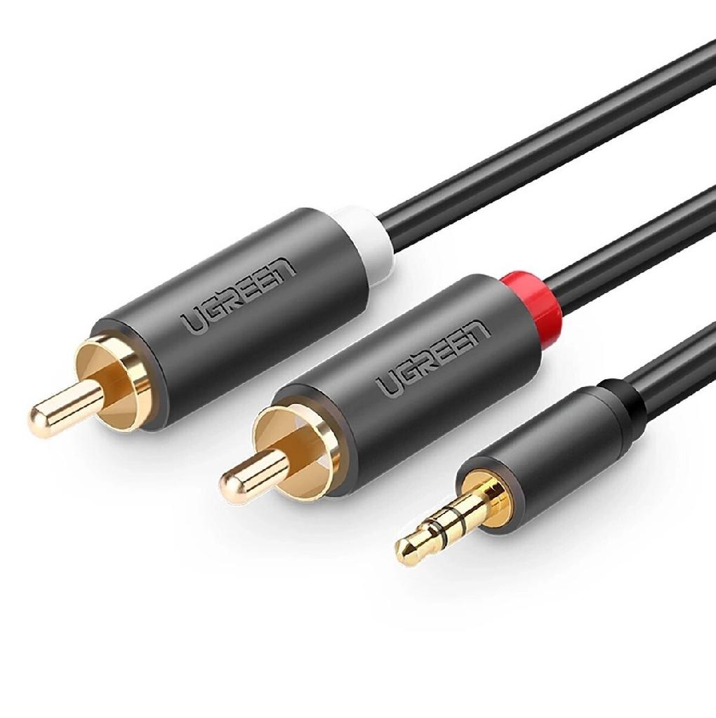Cablu audio stereo 3.5 mm jack(T) la 2xRCA(T), 2m, conectori auriti AV102 UGREEN 