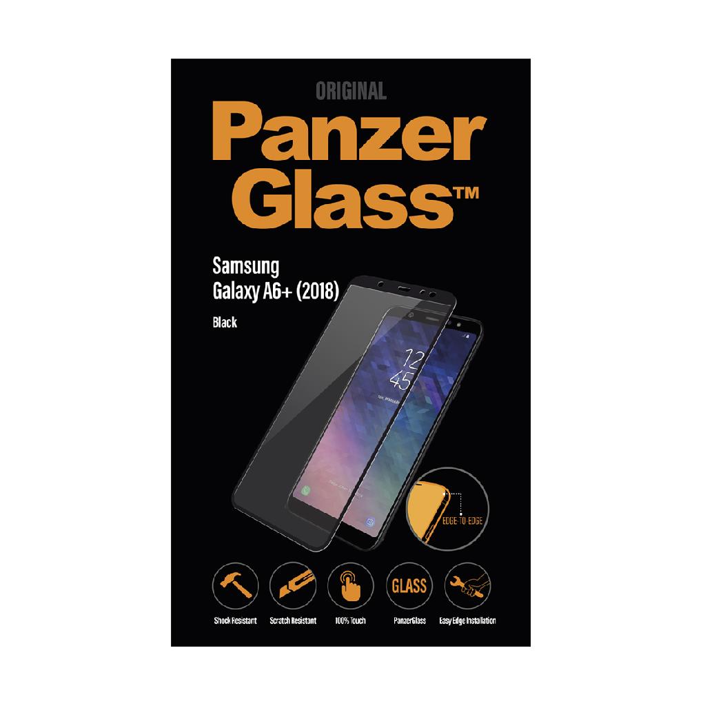 Folie sticla antisoc pentru Samsung Galaxy A6+ 2018, negru, fata - PanzerGlass
