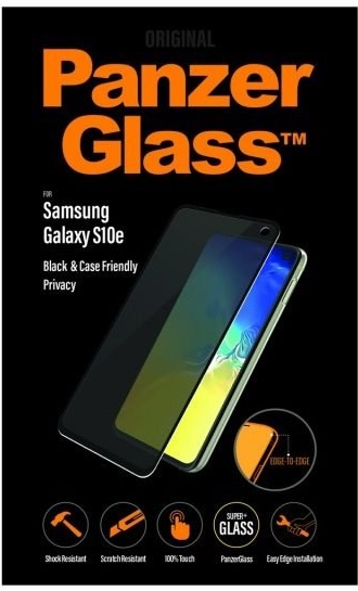 Folie sticla antisoc pentru Samsung Galaxy S10E privacy, case friendly, negru, fata - PanzerGlass