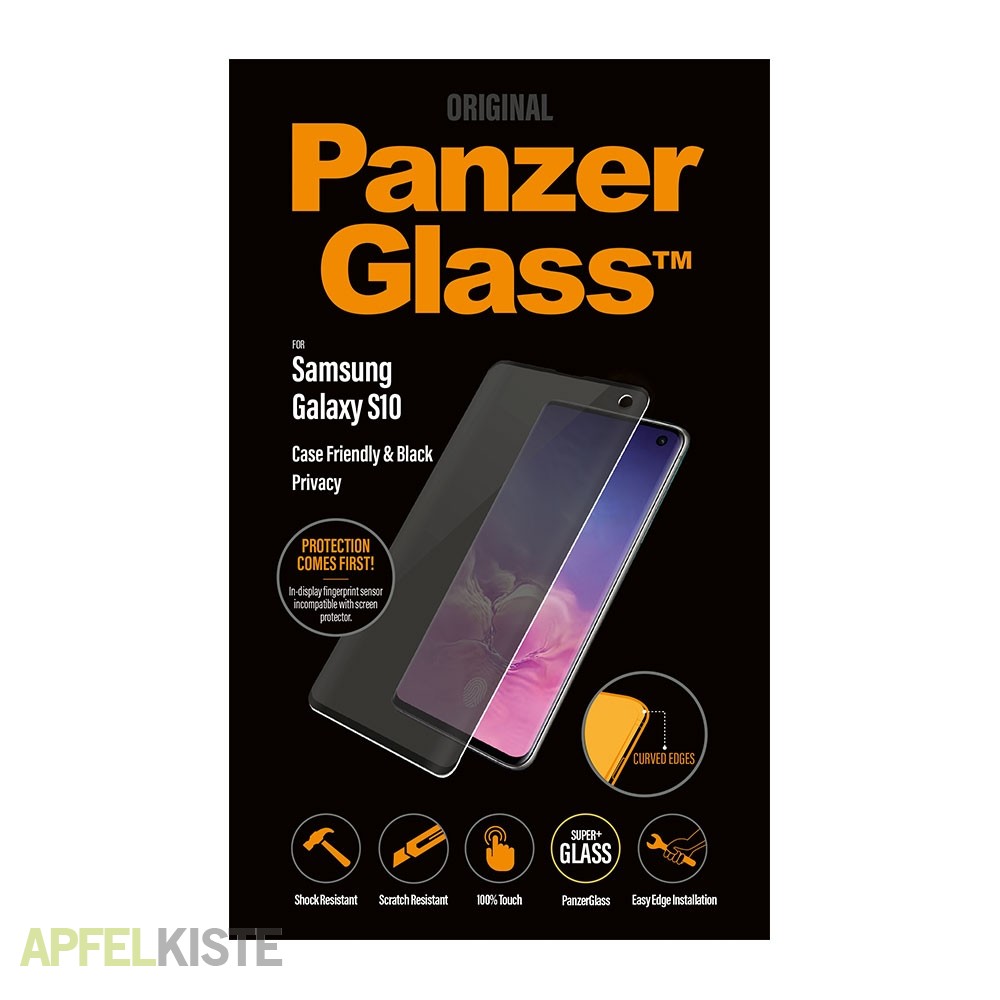 Folie sticla antisoc pentru Samsung Galaxy S10, Case Friendly, Privacy, negru PanzerGlass