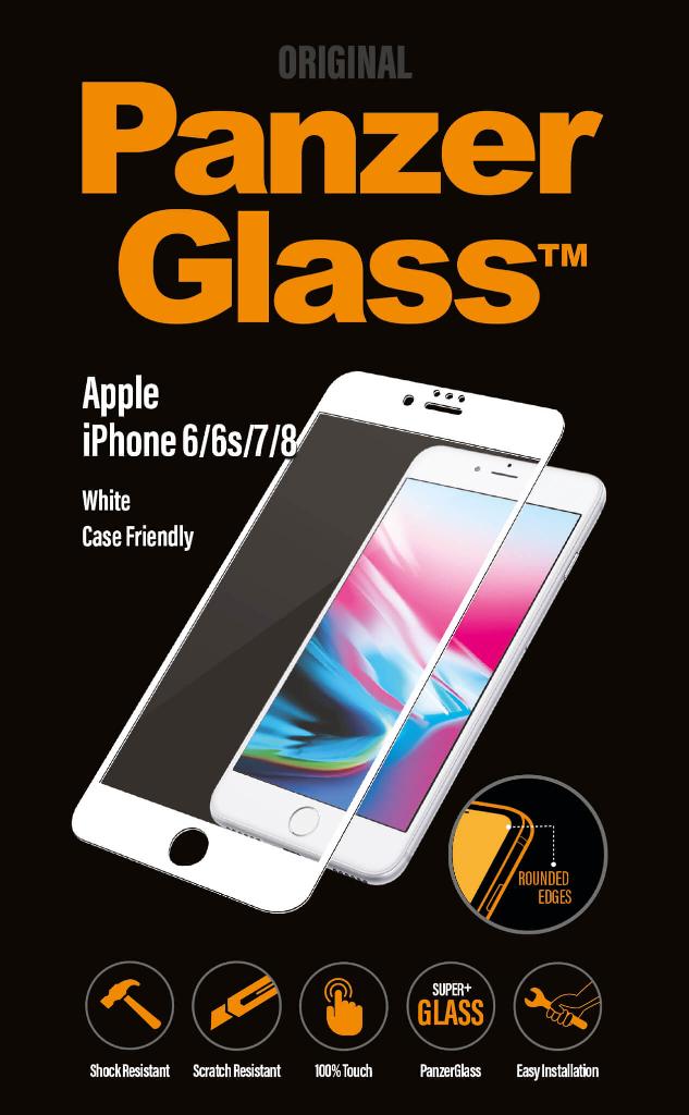 Folie sticla antisoc pentru iPhone 6/6s/7/8 alb, fata - PanzerGlass