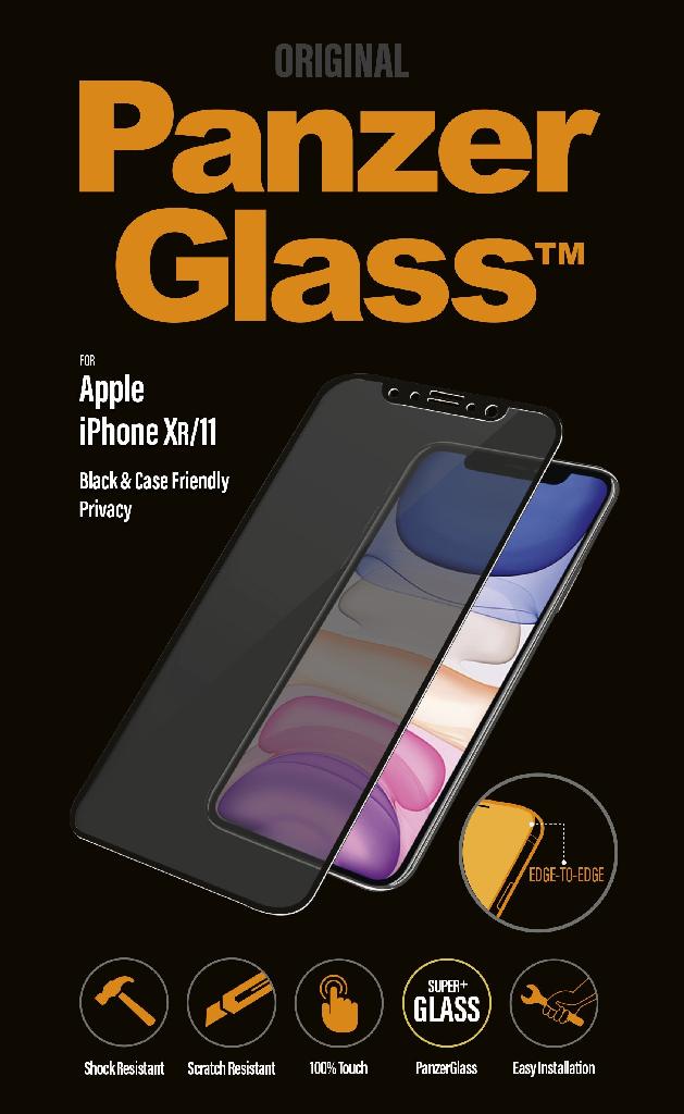 Folie sticla antisoc pentru iPhone Xr/11, privacy, negru, fata - PanzerGlass
